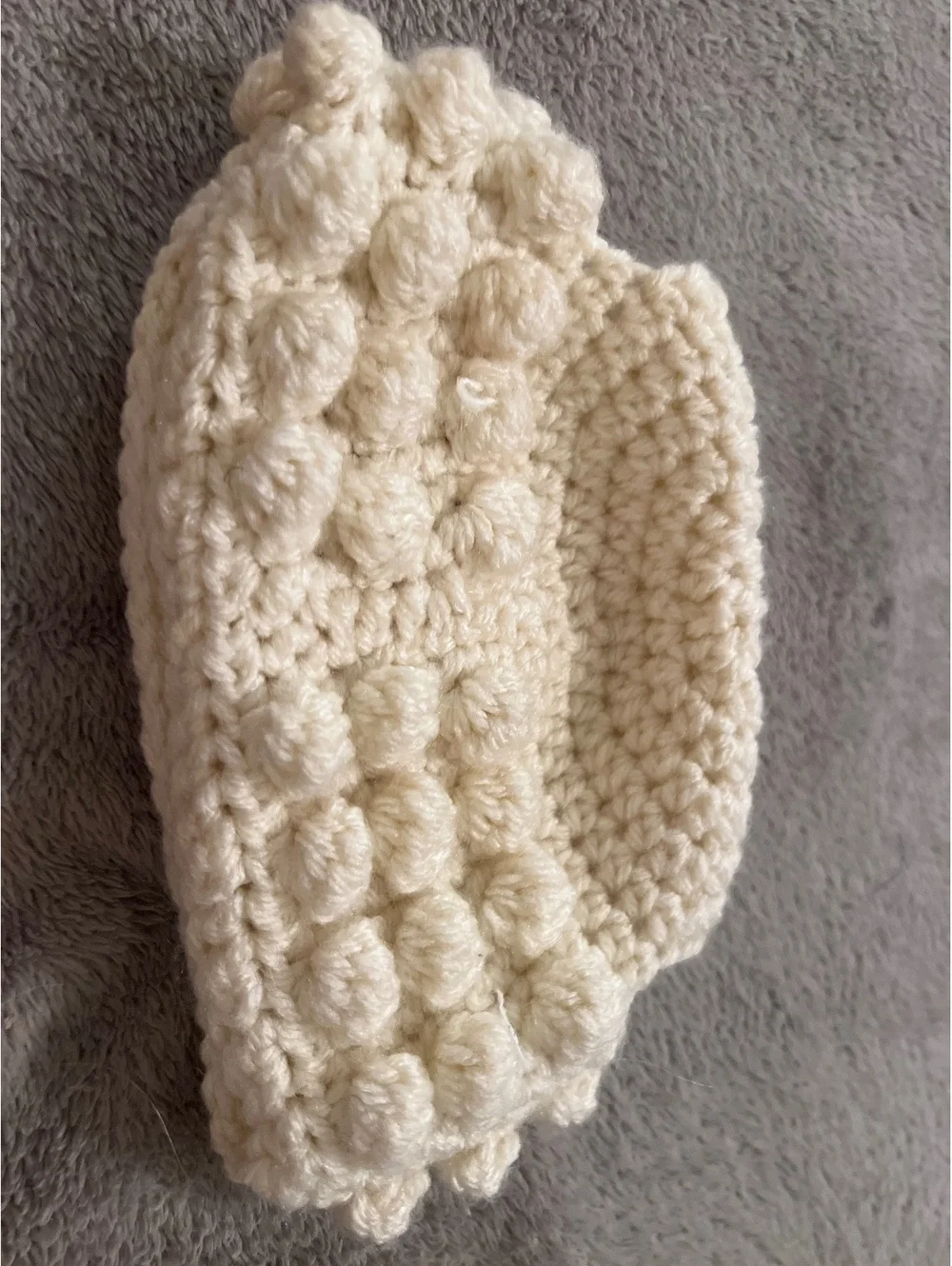 Handmade Cream Crochet Bobble Beanie Hat